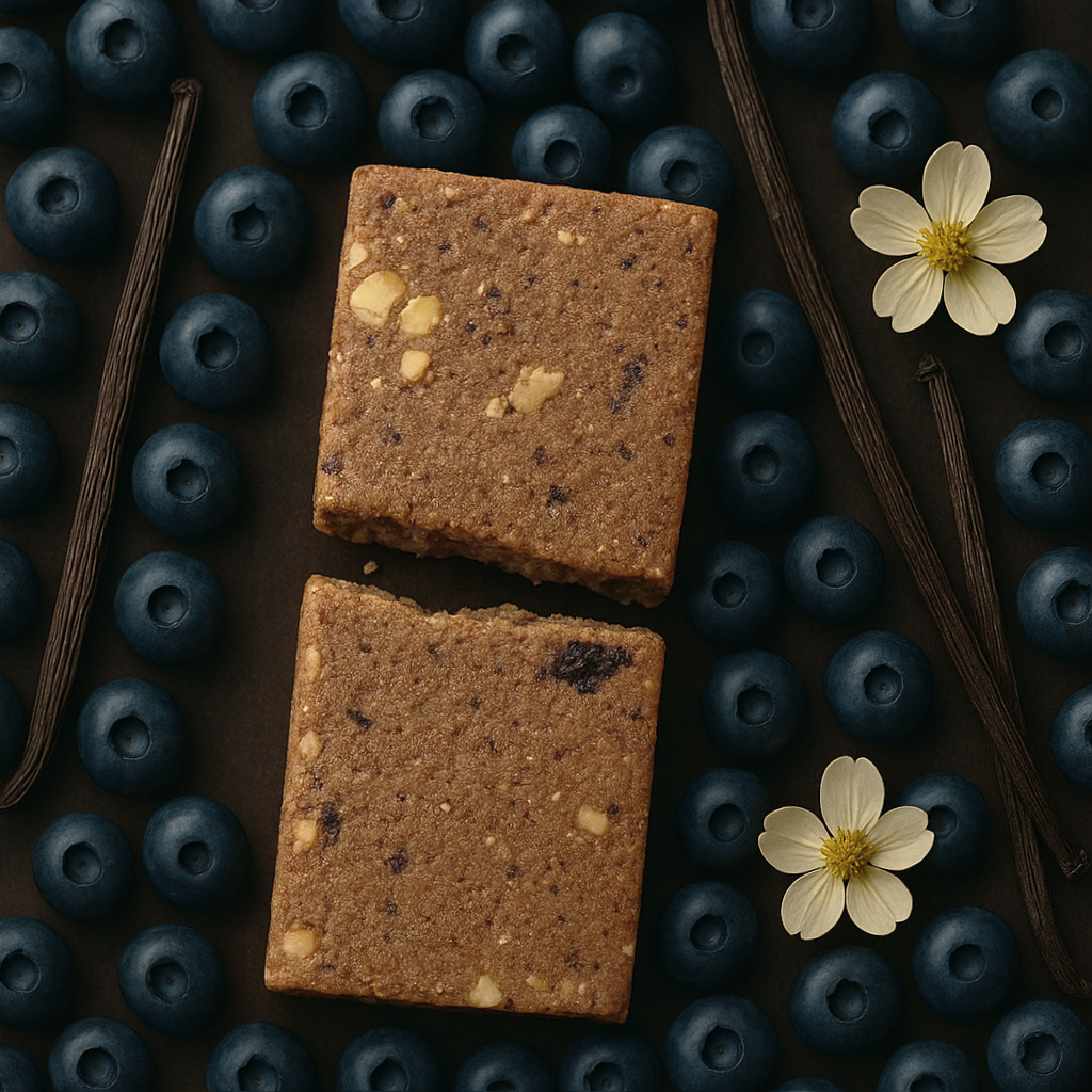 Blueberry Vanilla Cupcake with Chia Seeds Raw Vegan Protein Bar