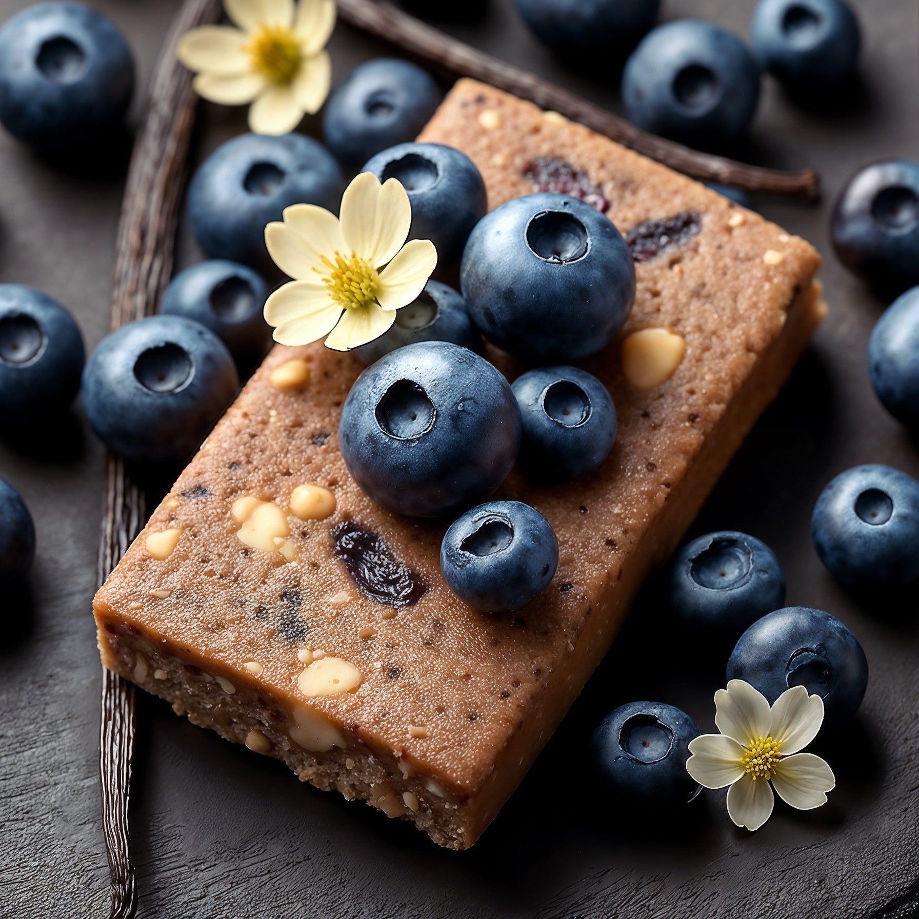 Blueberry Vanilla Cupcake with Chia Seeds Raw Vegan Protein Bar