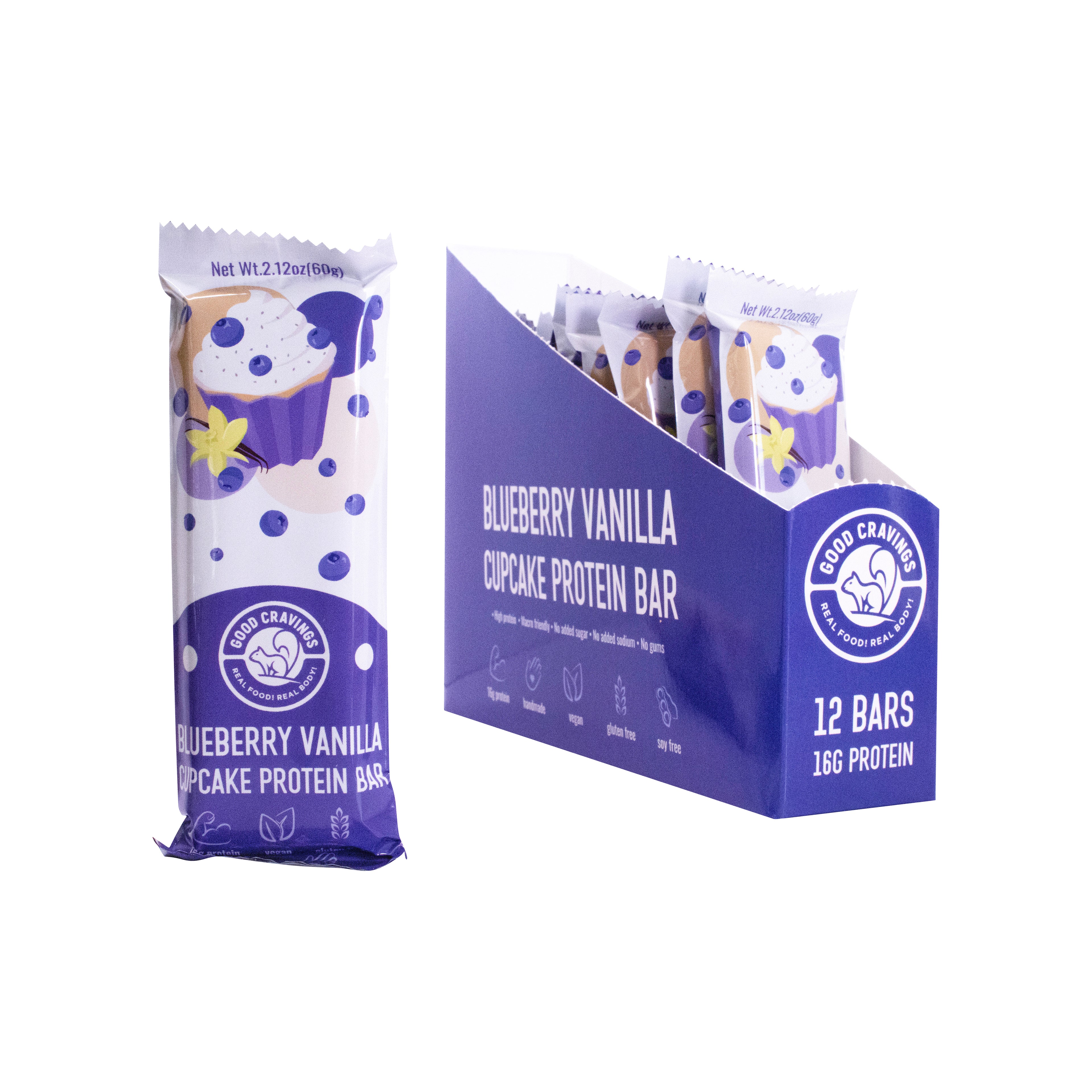 Blueberry Vanilla Cupcake with Chia Seeds Raw Vegan Protein Bar