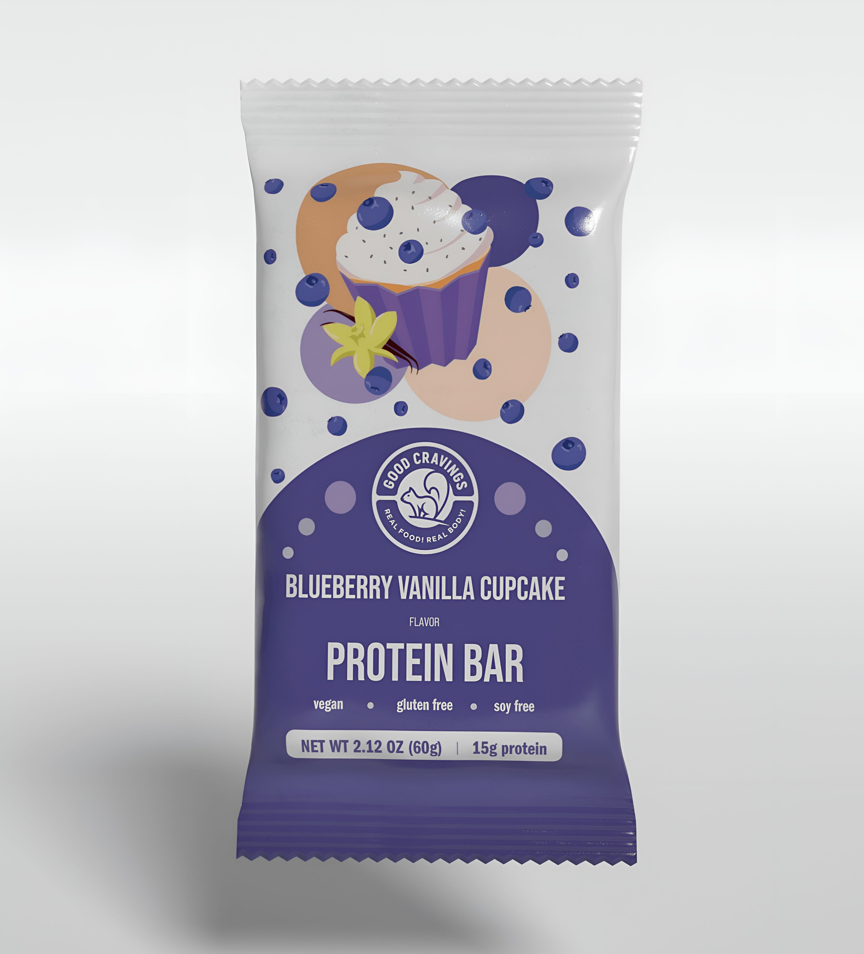 Blueberry Vanilla Cupcake with Chia Seeds Raw Vegan Protein Bar