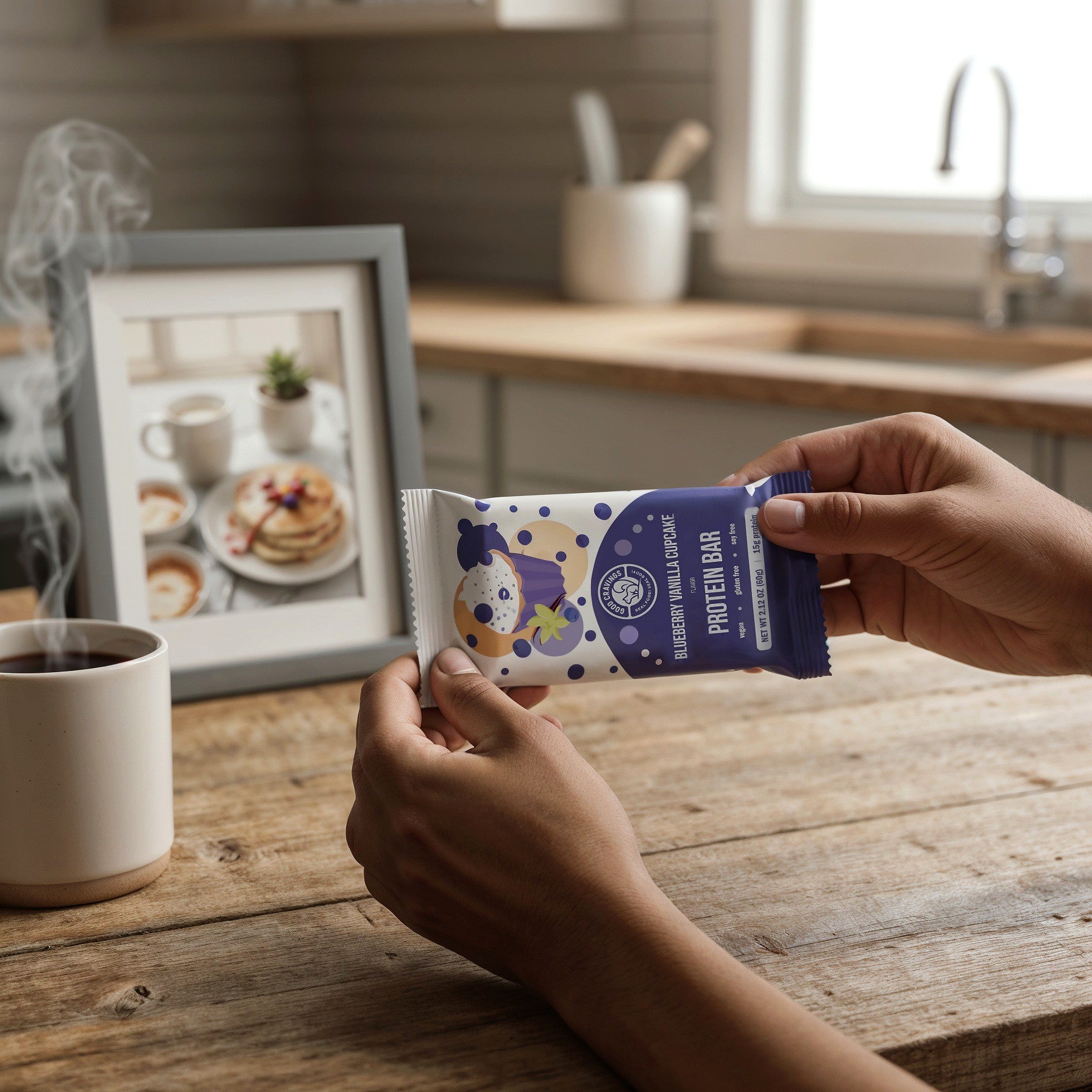 Blueberry Vanilla Cupcake with Chia Seeds Raw Vegan Protein Bar