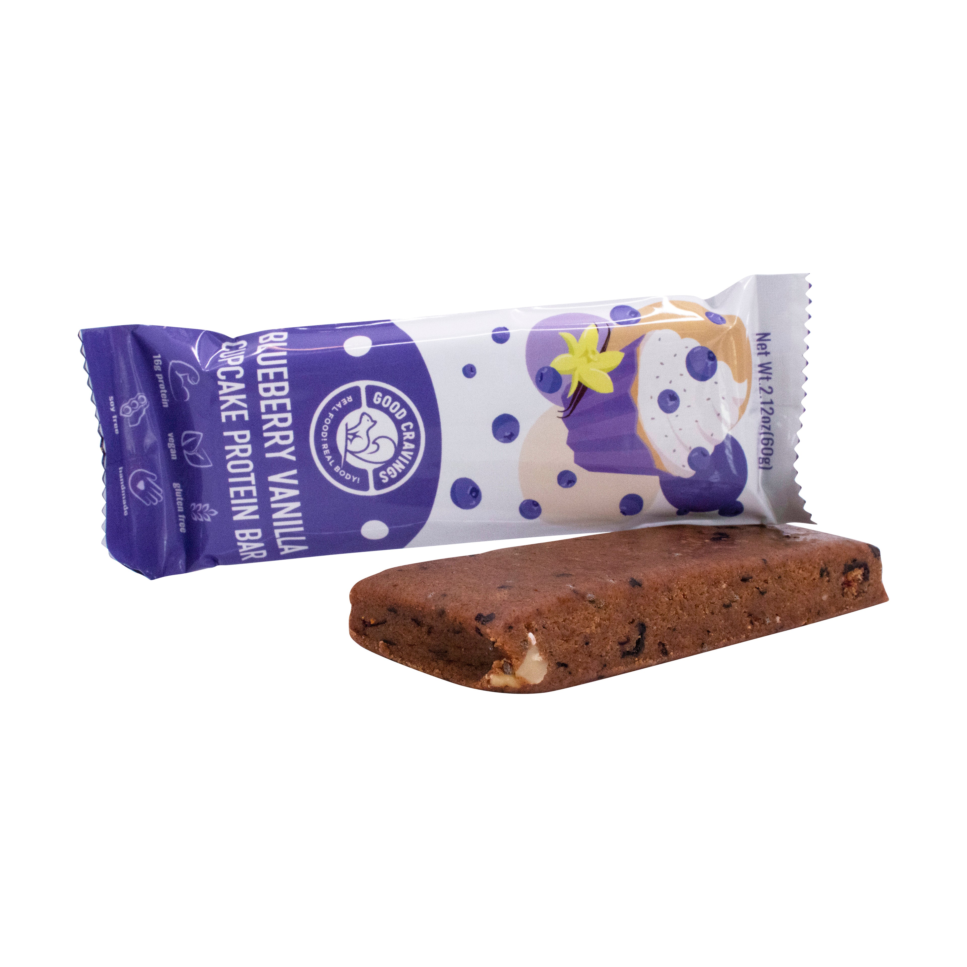 Blueberry Vanilla Cupcake with Chia Seeds Raw Vegan Protein Bar