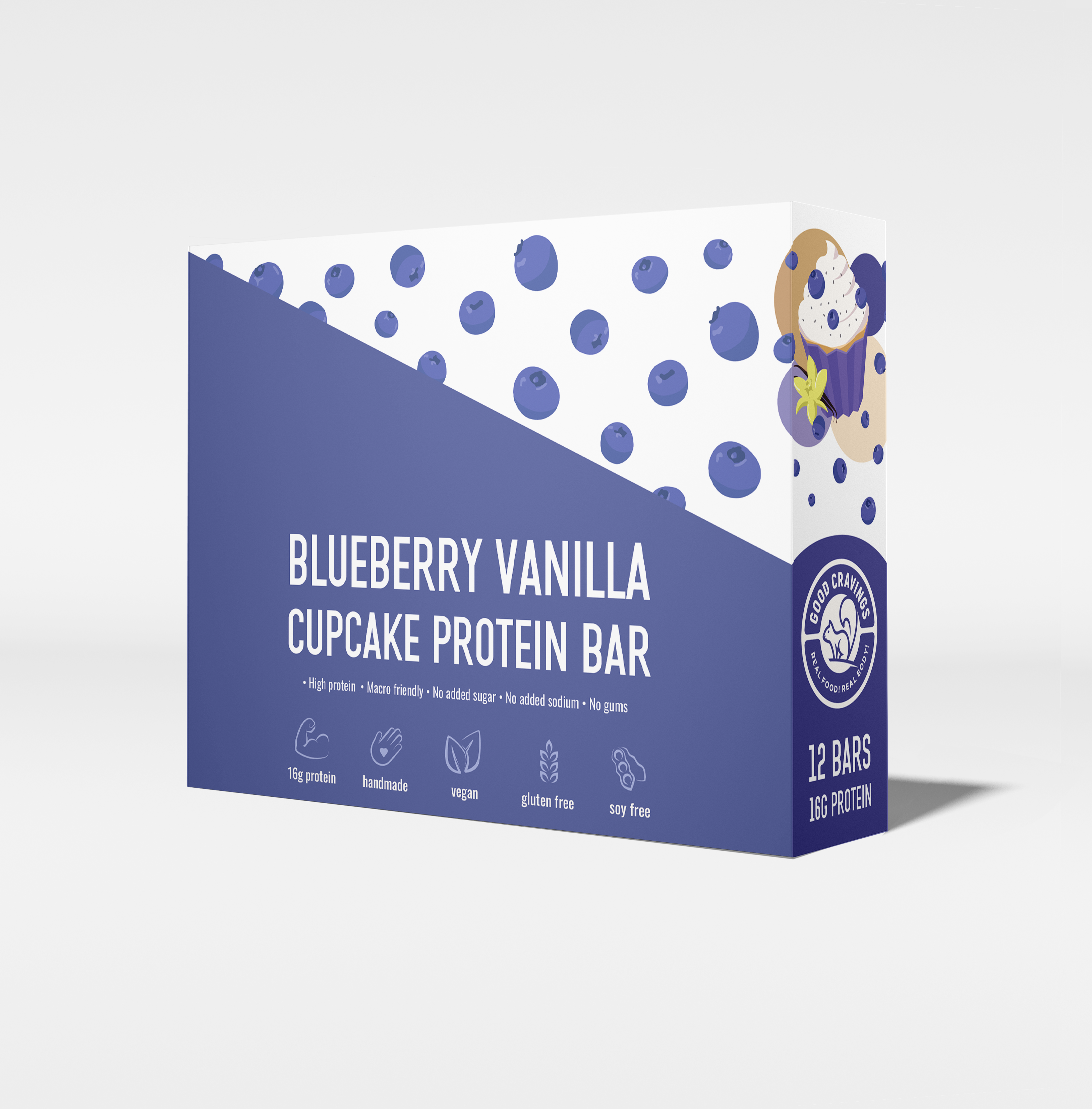 Blueberry Vanilla Cupcake with Chia Seeds Raw Vegan Protein Bar
