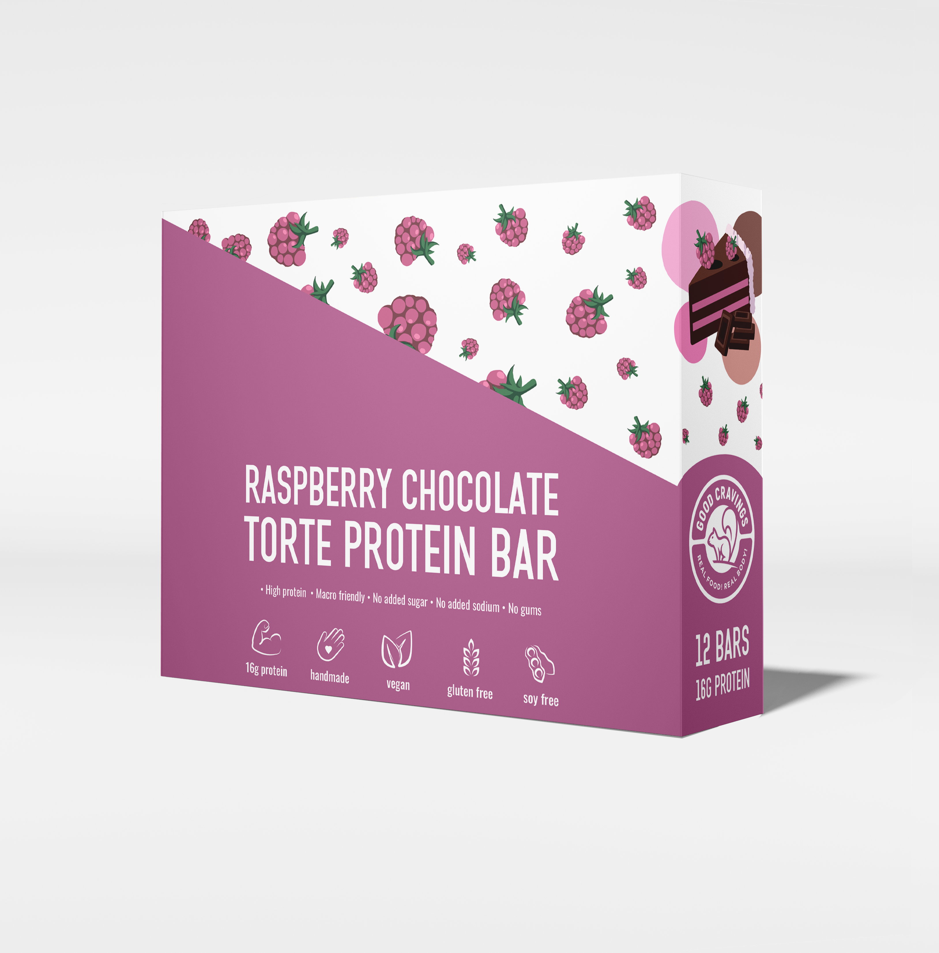 Raspberry Chocolate Torte with Acai & Cacao Nibs Vegan Protein Bar