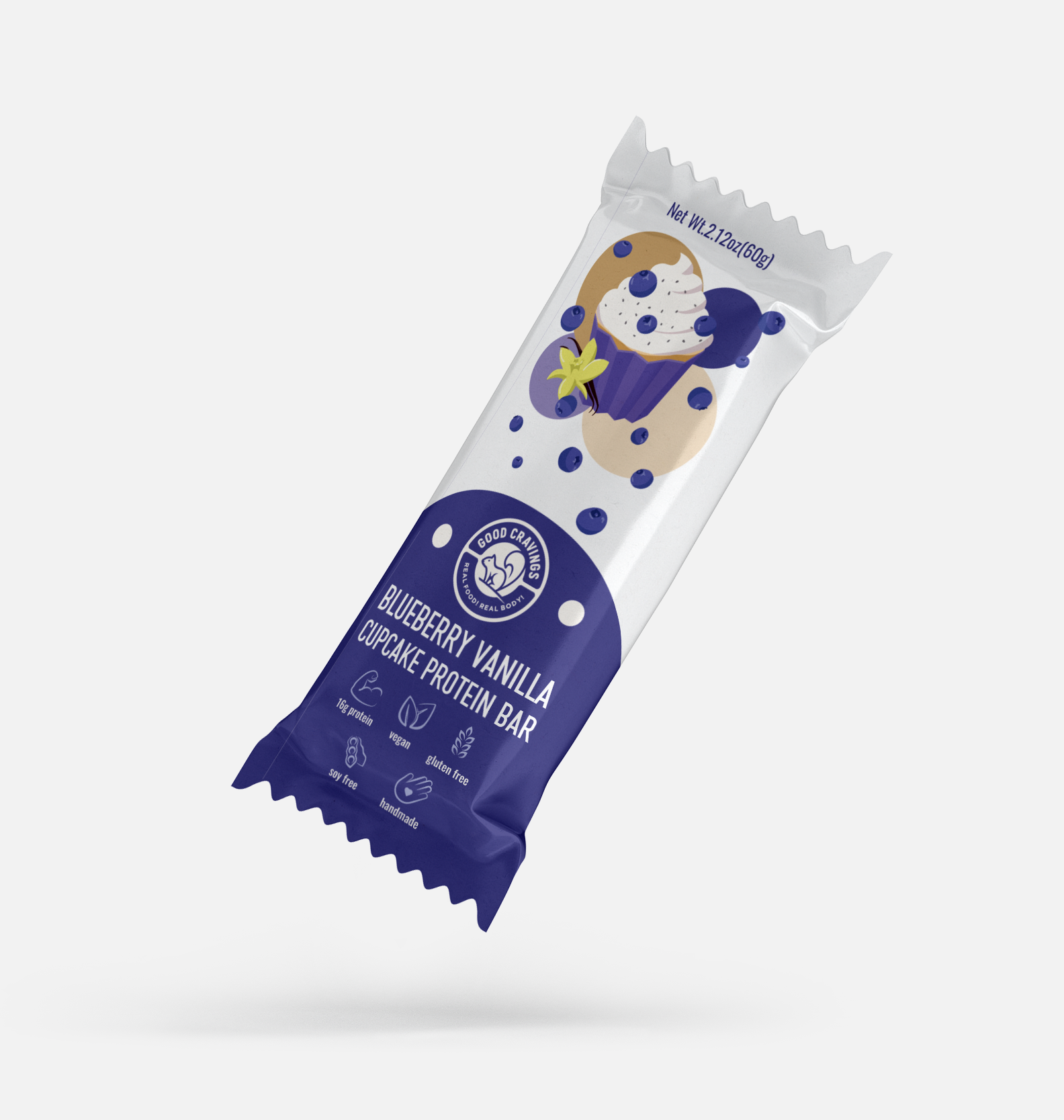 Blueberry Vanilla Cupcake with Chia Seeds Raw Vegan Protein Bar
