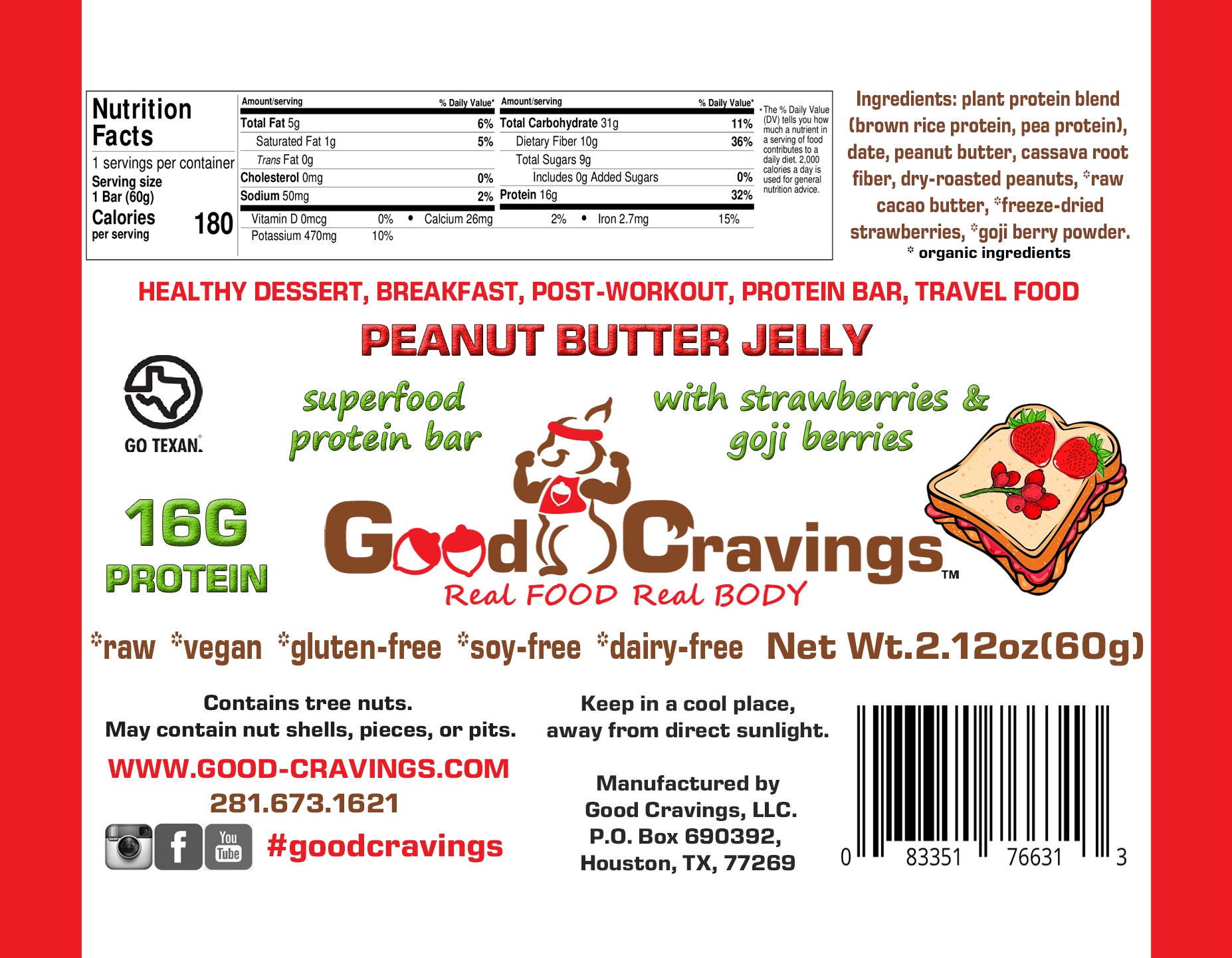 PB Jelly with Strawberries & Goji Berries