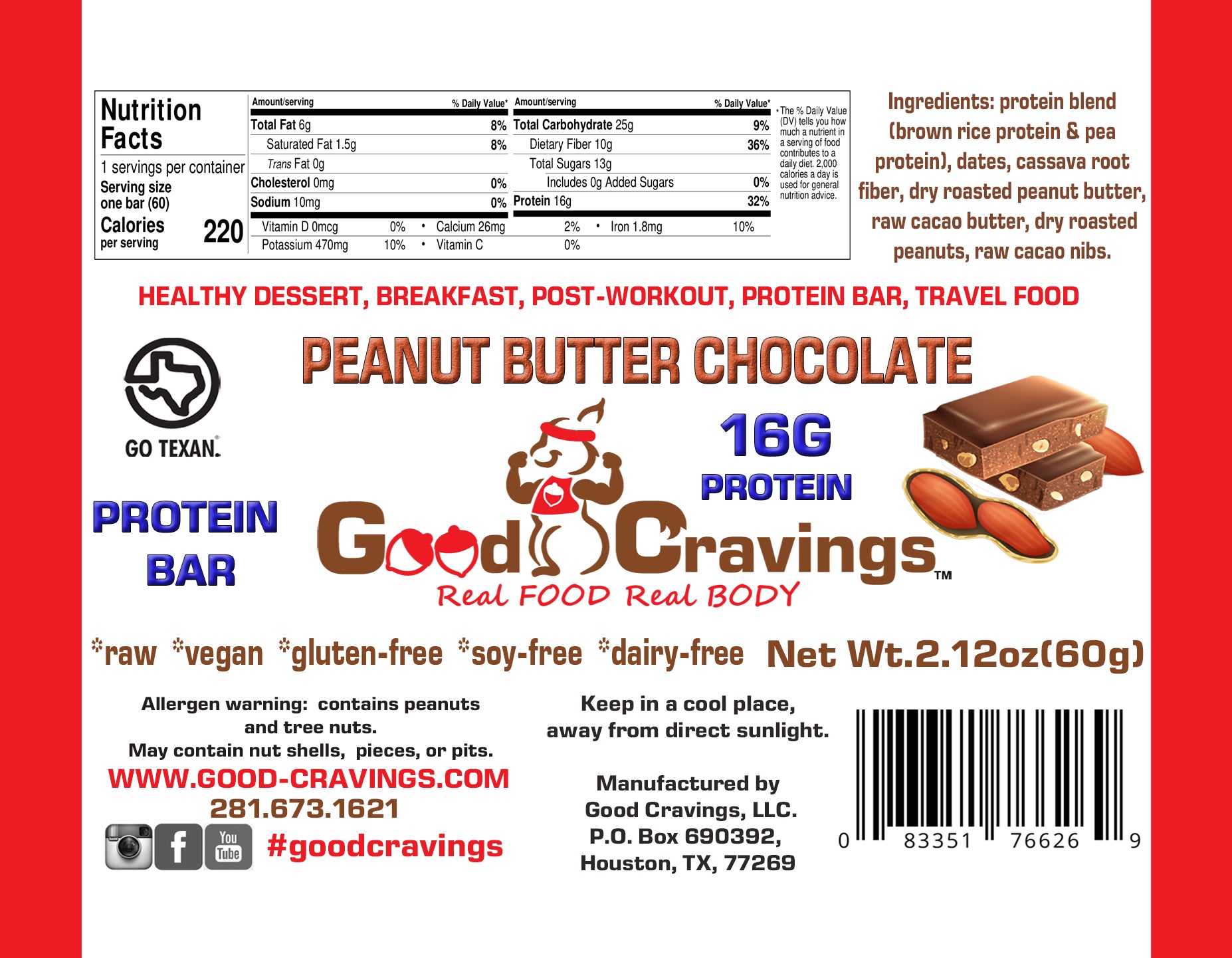 Peanut Butter Chocolate Raw Vegan Protein Bar